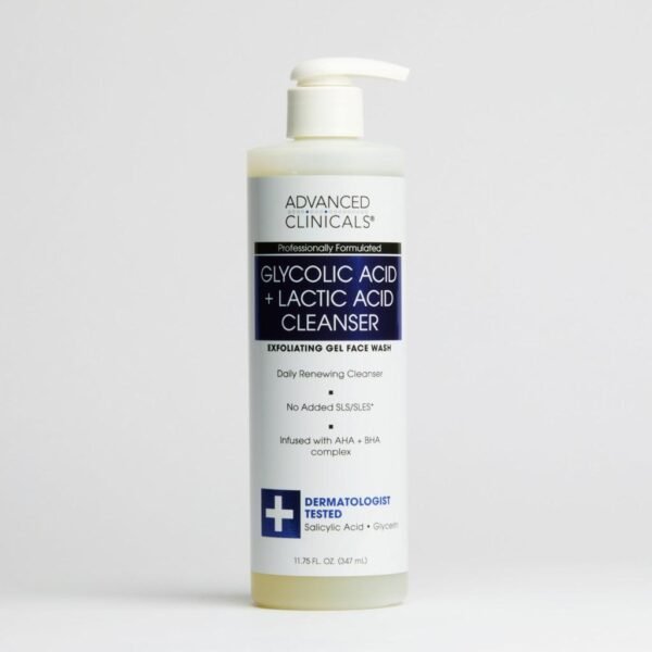 Advanced Clinicals Glycolic Acid + Lactic Acid Cleanser – 347ml