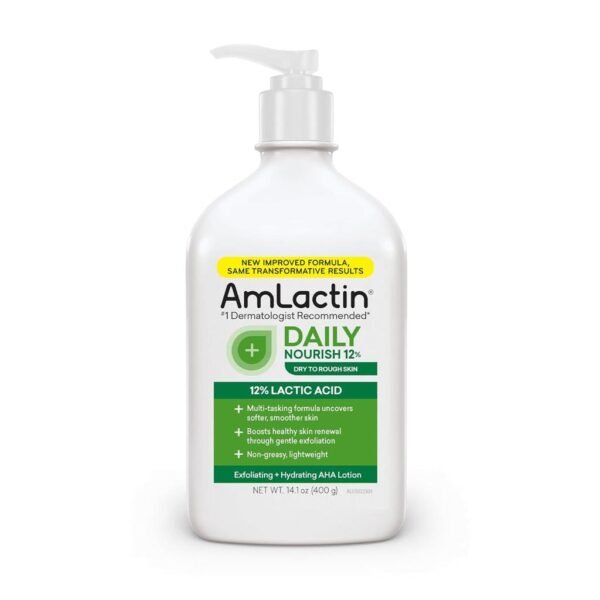 AmLactin Daily Nourish 12% Lactic Acid Exfoliating + Hydrating AHA Lotion – 567g